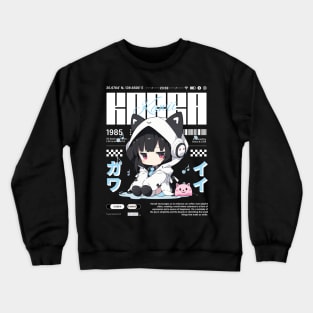 Cute Anime Girl - Music Lovers Kawaii Streetwear Crewneck Sweatshirt